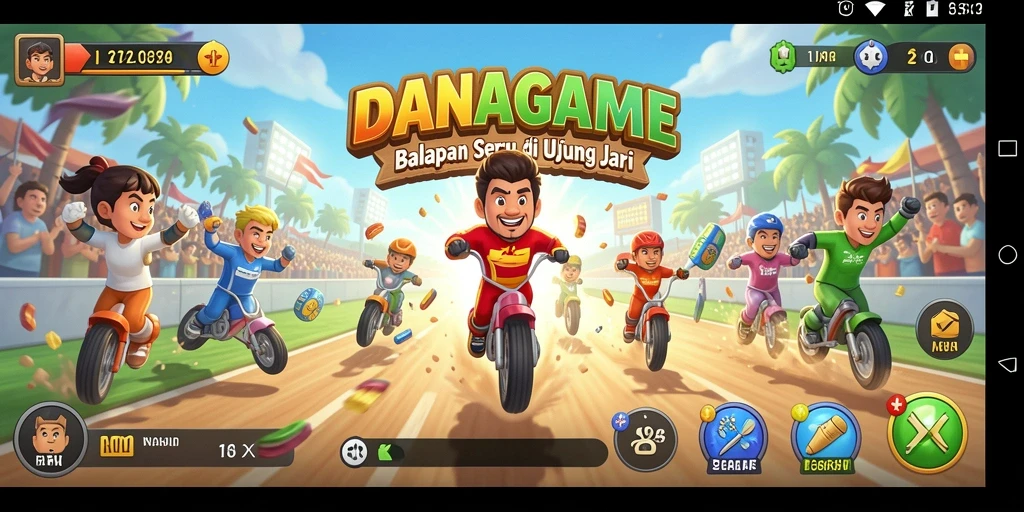 Tampilan gameplay balapan yang seru dan menantang di DANAGAME.