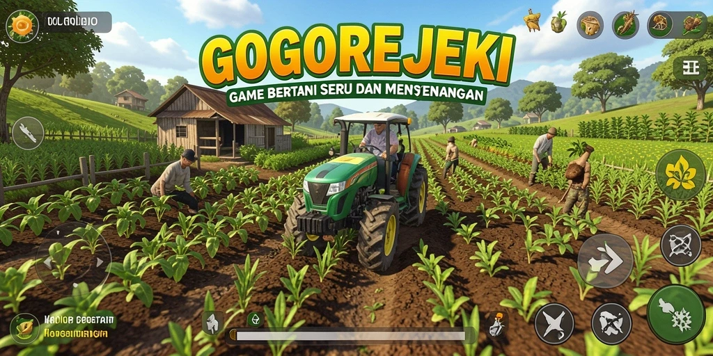 Screenshot gameplay GOGOREJEKI menampilkan aktivitas bertani yang menyenangkan.