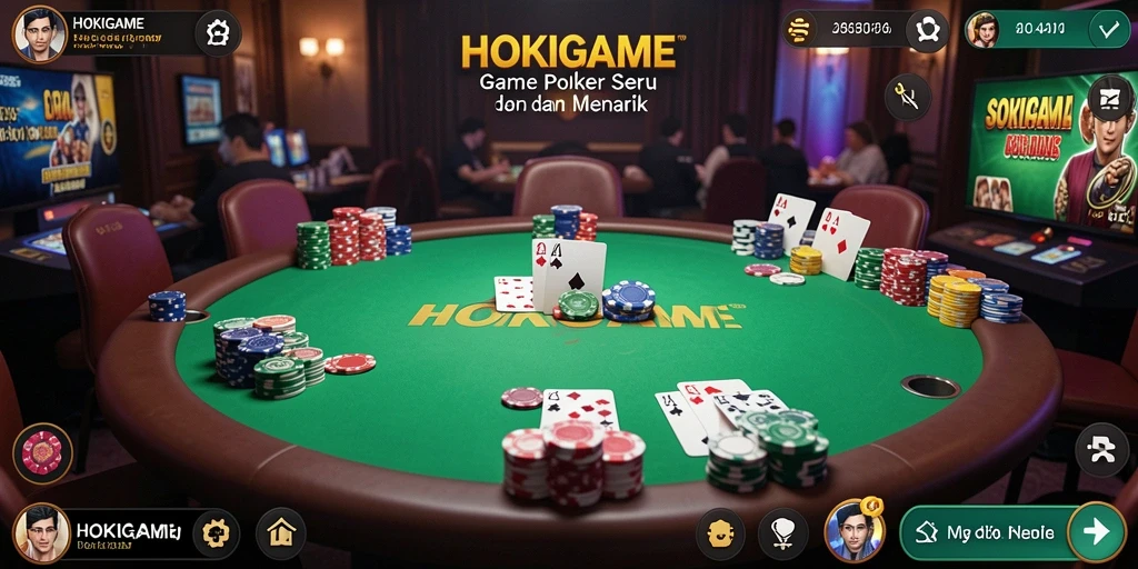 Tampilan gameplay seru dari HOKIGAME yang menampilkan poker.