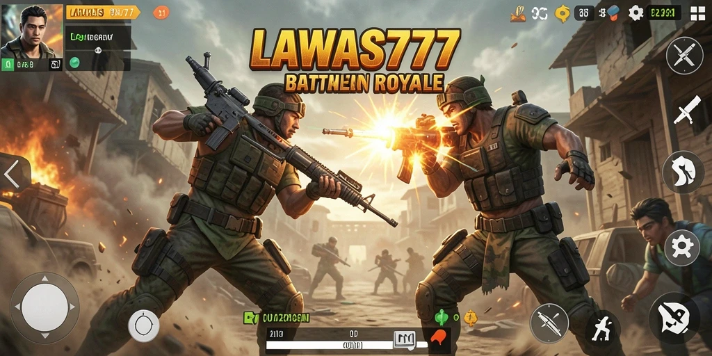 Tampilan gameplay seru dalam LAWAS777, pertarungan mendebarkan dengan banyak pemain.