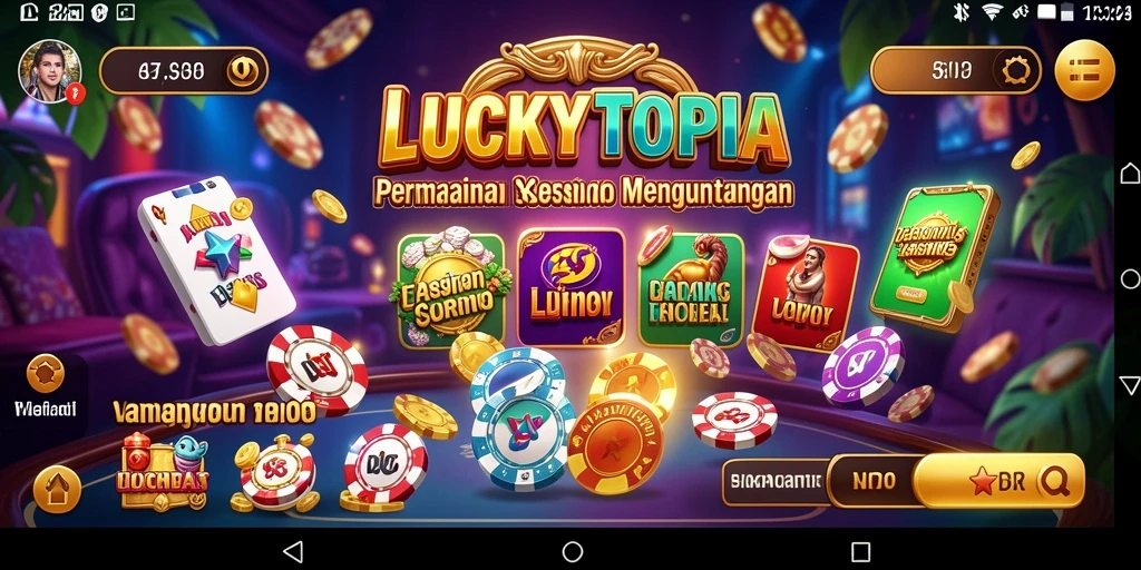 Tampilan visual menarik dari gameplay Kasino LUCKYTOPIA.