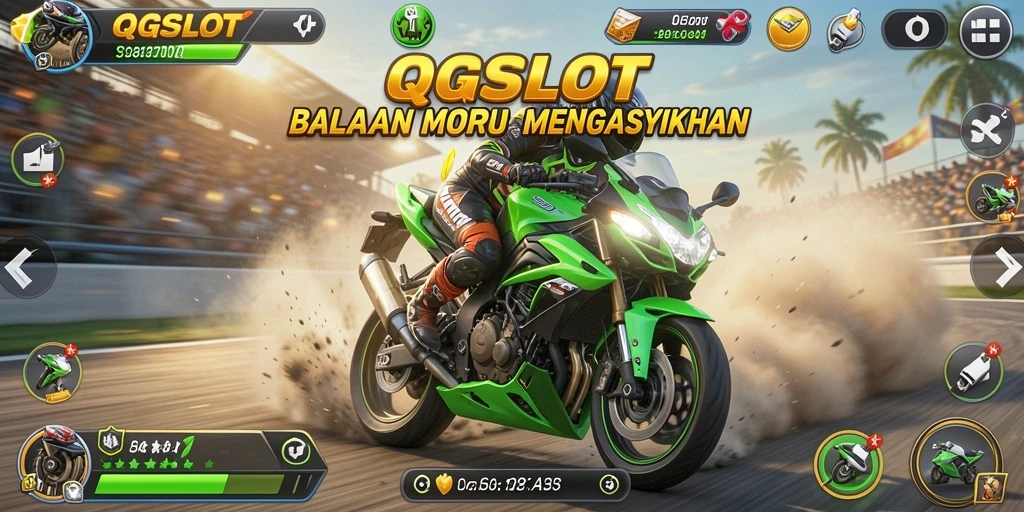 Tampilan menarik dari gameplay balapan motor QQSLOT.