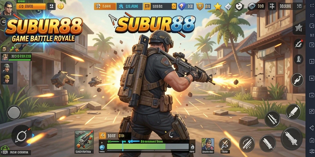 Tampilan gameplay seru di SUBUR88 dengan aksi Battle Royale.