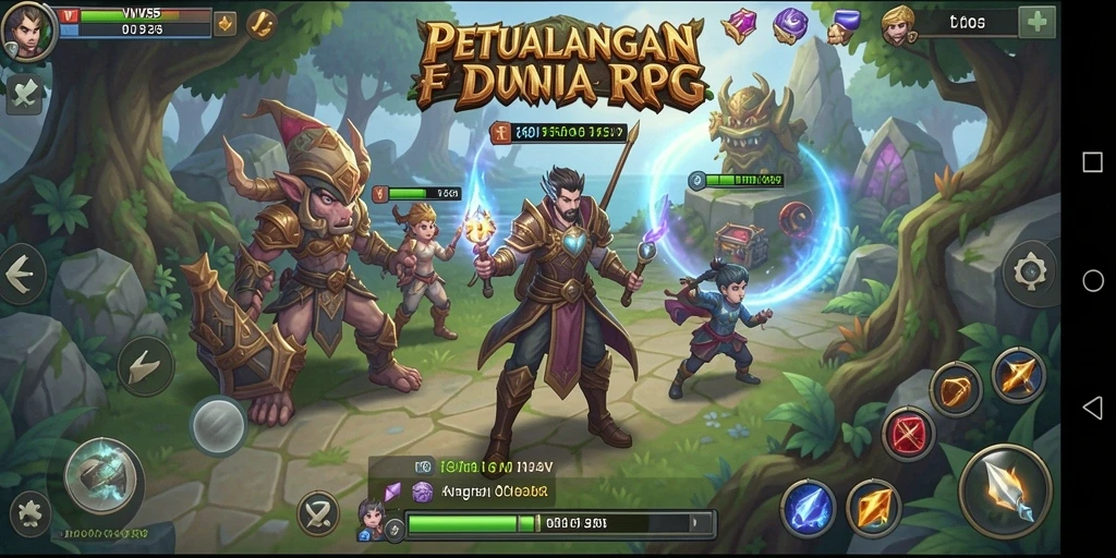 Tangkapan layar dari gameplay <strong>VV55</strong> yang menampilkan aksi epik RPG.